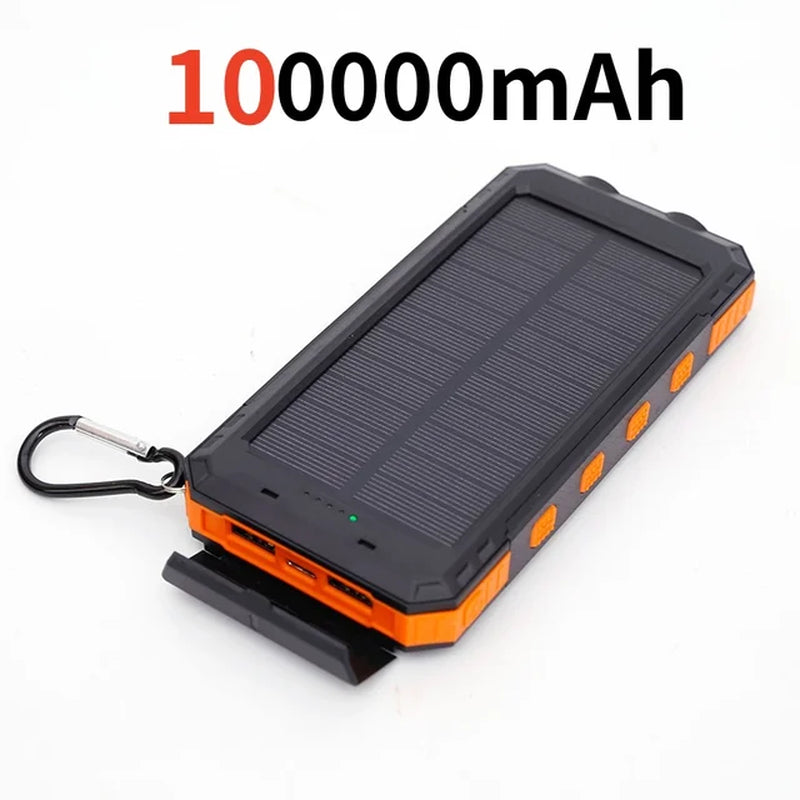 200000Mah Solar Power Bank Outdoor Wild Fishing Camping Ultra-Large Capacity Mobile Power Portable with Compass Rapid Charging 