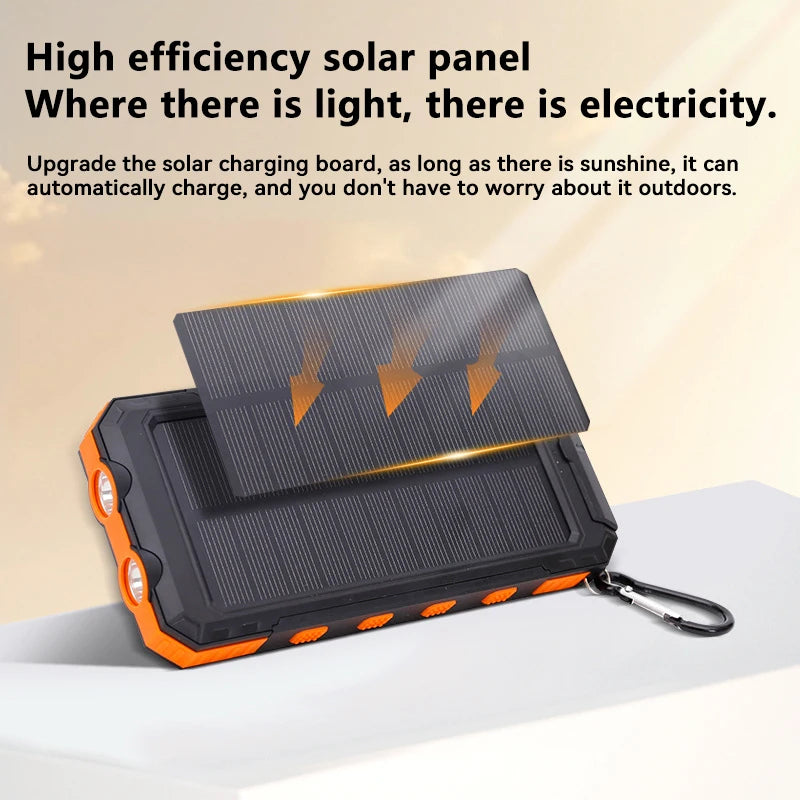 200000Mah Solar Power Bank Outdoor Wild Fishing Camping Ultra-Large Capacity Mobile Power Portable with Compass Rapid Charging 