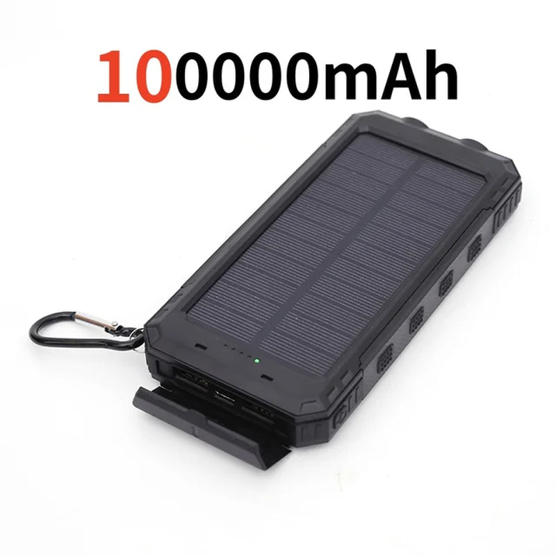 200000Mah Solar Power Bank Outdoor Wild Fishing Camping Ultra-Large Capacity Mobile Power Portable with Compass Rapid Charging 