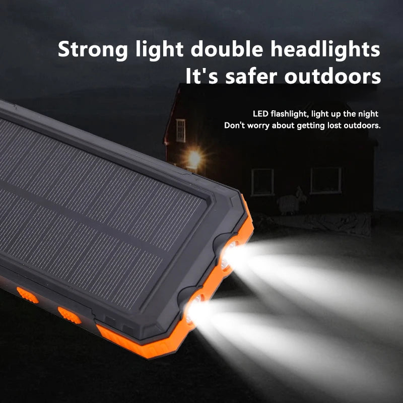 200000Mah Solar Power Bank Outdoor Wild Fishing Camping Ultra-Large Capacity Mobile Power Portable with Compass Rapid Charging 