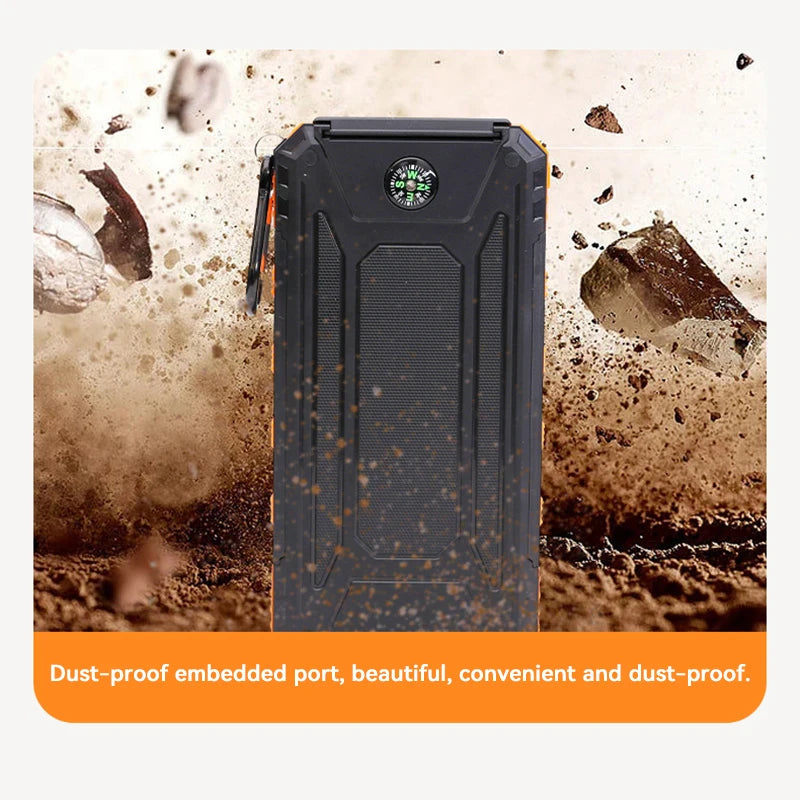 200000Mah Solar Power Bank Outdoor Wild Fishing Camping Ultra-Large Capacity Mobile Power Portable with Compass Rapid Charging 