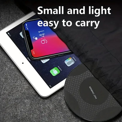 10W Wireless Charger Pad Stand Desktop Ultra-Thin Mobile Phone Fast Charging Dock Station for Iphone 14 13 12 11 Samsung Xiaomi