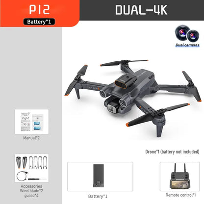 New P12 Mini Drone Obstacle Avoidance 4K 8K HD Camera Optical Flow Positioning Aerial Photography RC Quadcopter Kid Toy Gift