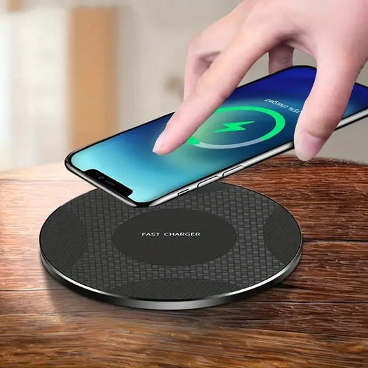 10W Wireless Charger Pad Stand Desktop Ultra-Thin Mobile Phone Fast Charging Dock Station for Iphone 14 13 12 11 Samsung Xiaomi