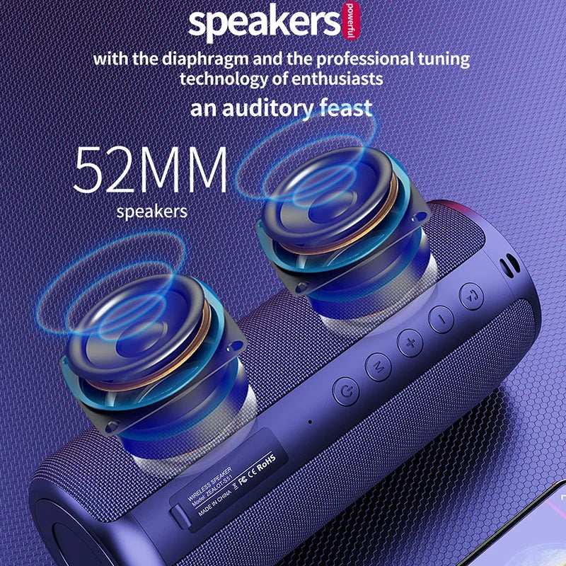 -S51 Wireless Speakers, Outdoor Portable Subwoofer Speaker ,Waterproof IPX 5, , Dual Pairing,1800Mah