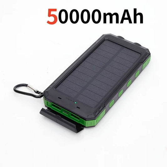 200000Mah Solar Power Bank Outdoor Wild Fishing Camping Ultra-Large Capacity Mobile Power Portable with Compass Rapid Charging ﻿