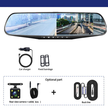 4.3 Inch Driving Recorder Car DVR Rearview Mirror Dual Lens Car Recorder 1080P IPS Front and Rear Camera Registrar Black Box New