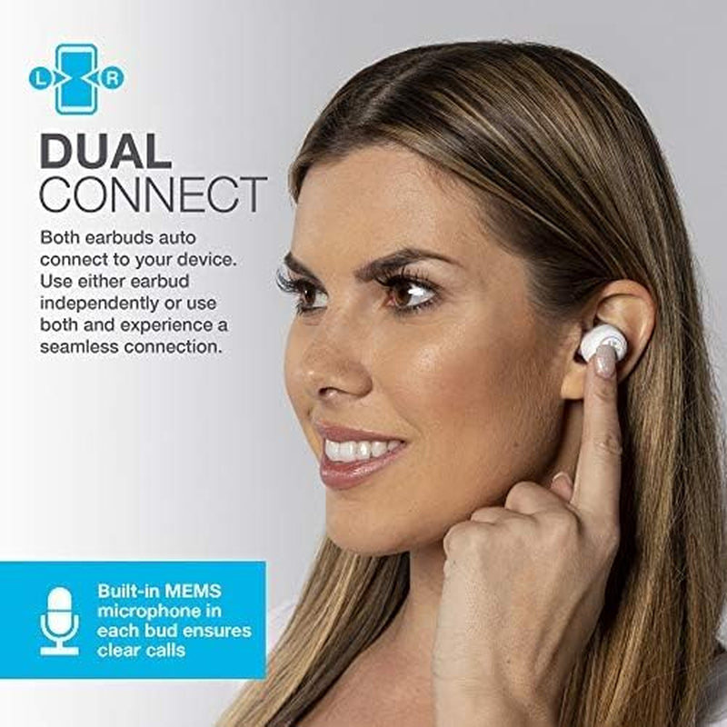 Go Air True Wireless Bluetooth Earbuds + Charging Case | Dual Connect | IP44 Sweat Resistance | Bluetooth 5.0 Connection | 3 EQ Sound Settings:  Signature, Balanced, Bass Boost… (White)