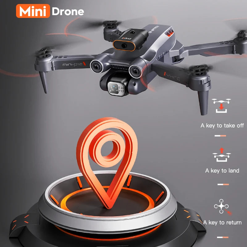 New P12 Mini Drone Obstacle Avoidance 4K 8K HD Camera Optical Flow Positioning Aerial Photography RC Quadcopter Kid Toy Gift