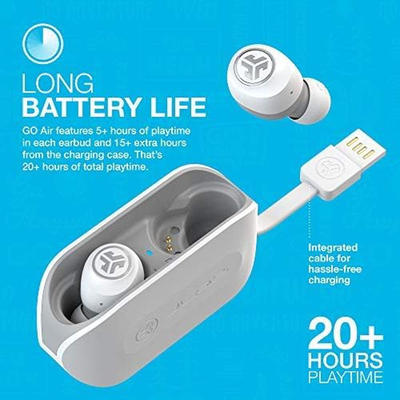 Go Air True Wireless Bluetooth Earbuds + Charging Case | Dual Connect | IP44 Sweat Resistance | Bluetooth 5.0 Connection | 3 EQ Sound Settings:  Signature, Balanced, Bass Boost… (White)