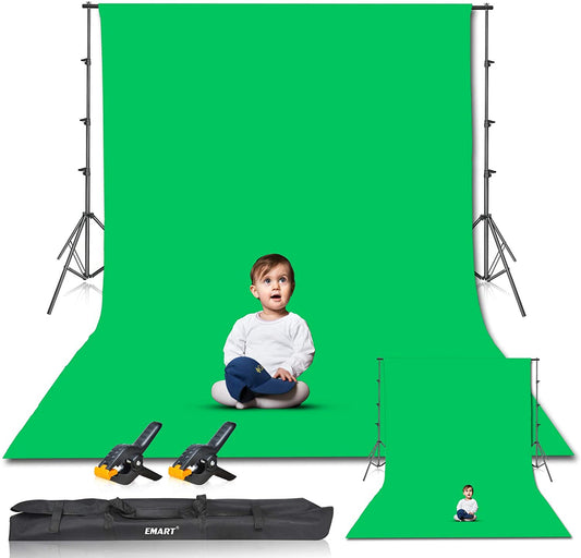 Photo Video Studio 8.5 X 10Ft Green Screen Backdrop Stand Kit, Photography Background Support System with 10 X12Ft 100% Cotton Muslin Chromakey Backdrop