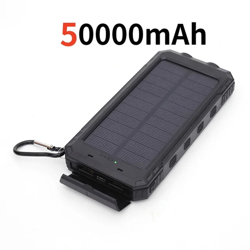 200000Mah Solar Power Bank Outdoor Wild Fishing Camping Ultra-Large Capacity Mobile Power Portable with Compass Rapid Charging ﻿