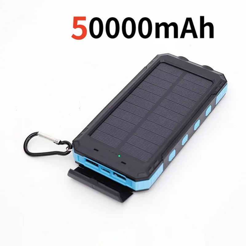 200000Mah Solar Power Bank Outdoor Wild Fishing Camping Ultra-Large Capacity Mobile Power Portable with Compass Rapid Charging ﻿