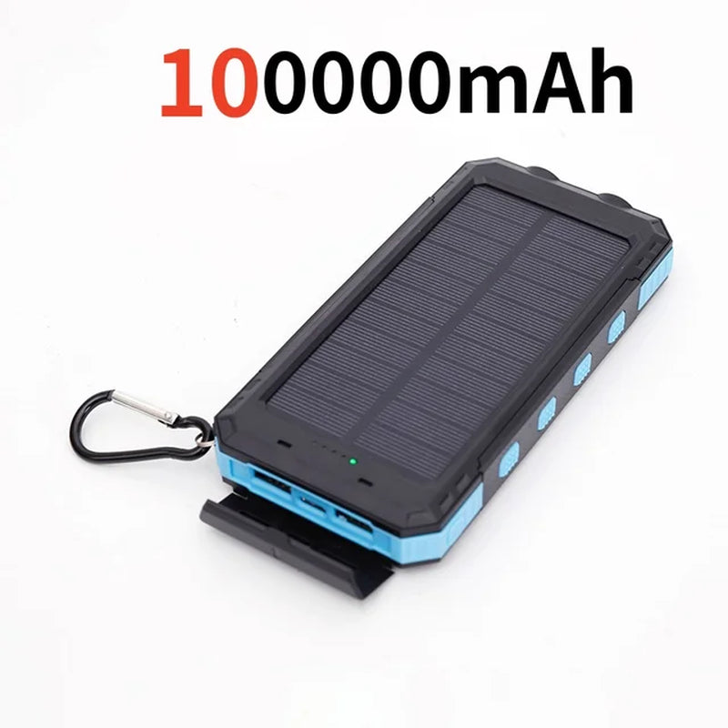 200000Mah Solar Power Bank Outdoor Wild Fishing Camping Ultra-Large Capacity Mobile Power Portable with Compass Rapid Charging ﻿